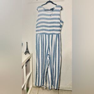 Ashley Stewart Striped Blue and White Jumpsuit sleeveless  size 18